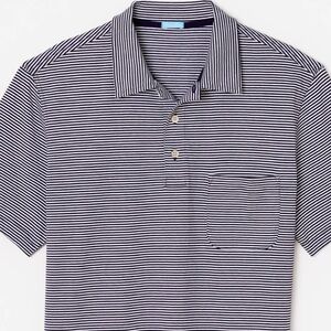 J. McLaughlin Navy and White Striped Polo Shirt